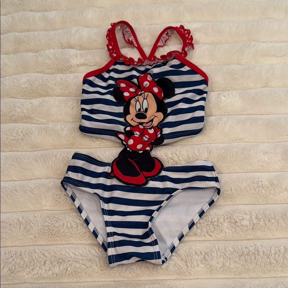 Minnie Mouse Striped Tankini Swimsuit-Size 2T
